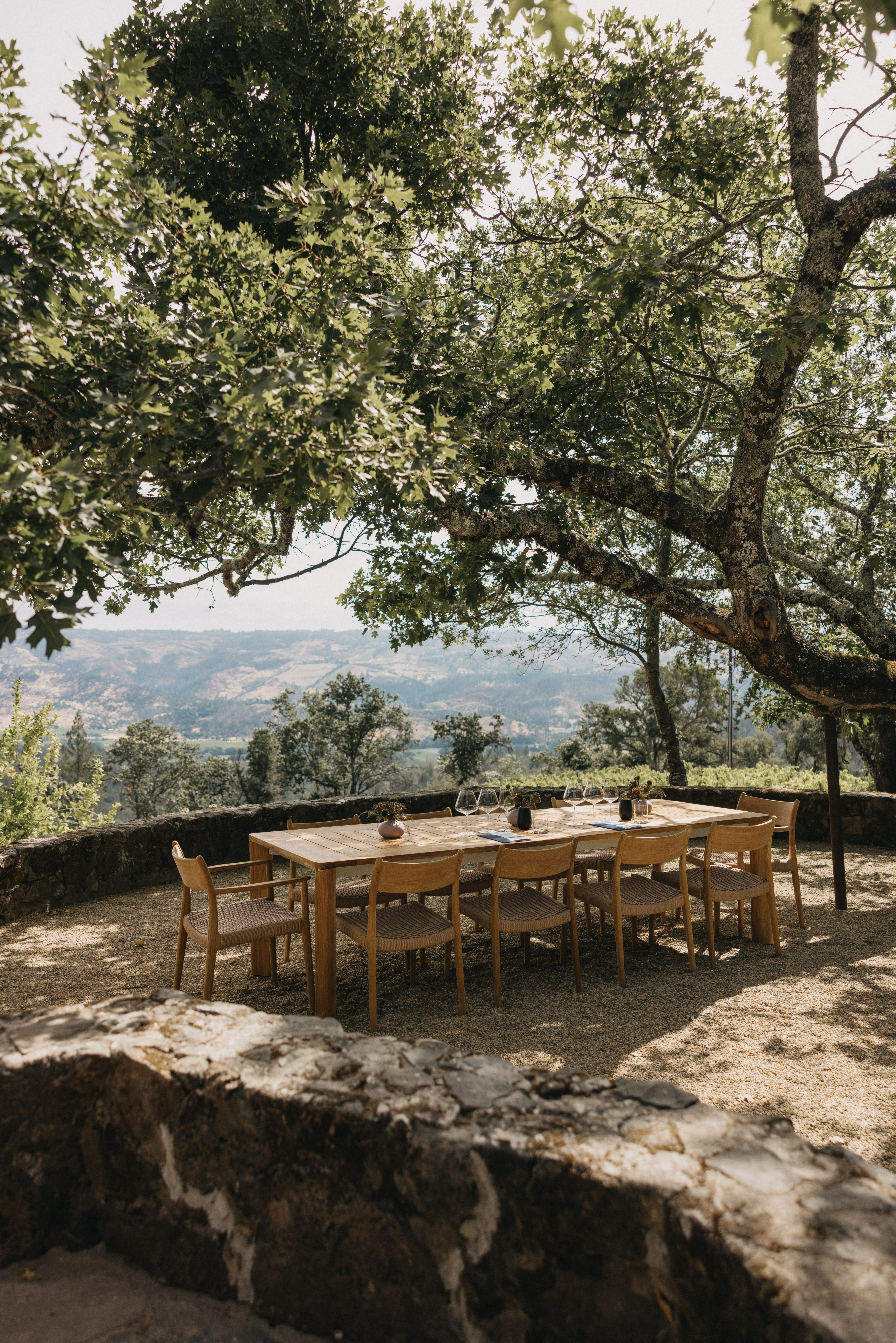A table outside the Stony Hill residence overlooking Napa Valley. Perfect spot for a tasting!