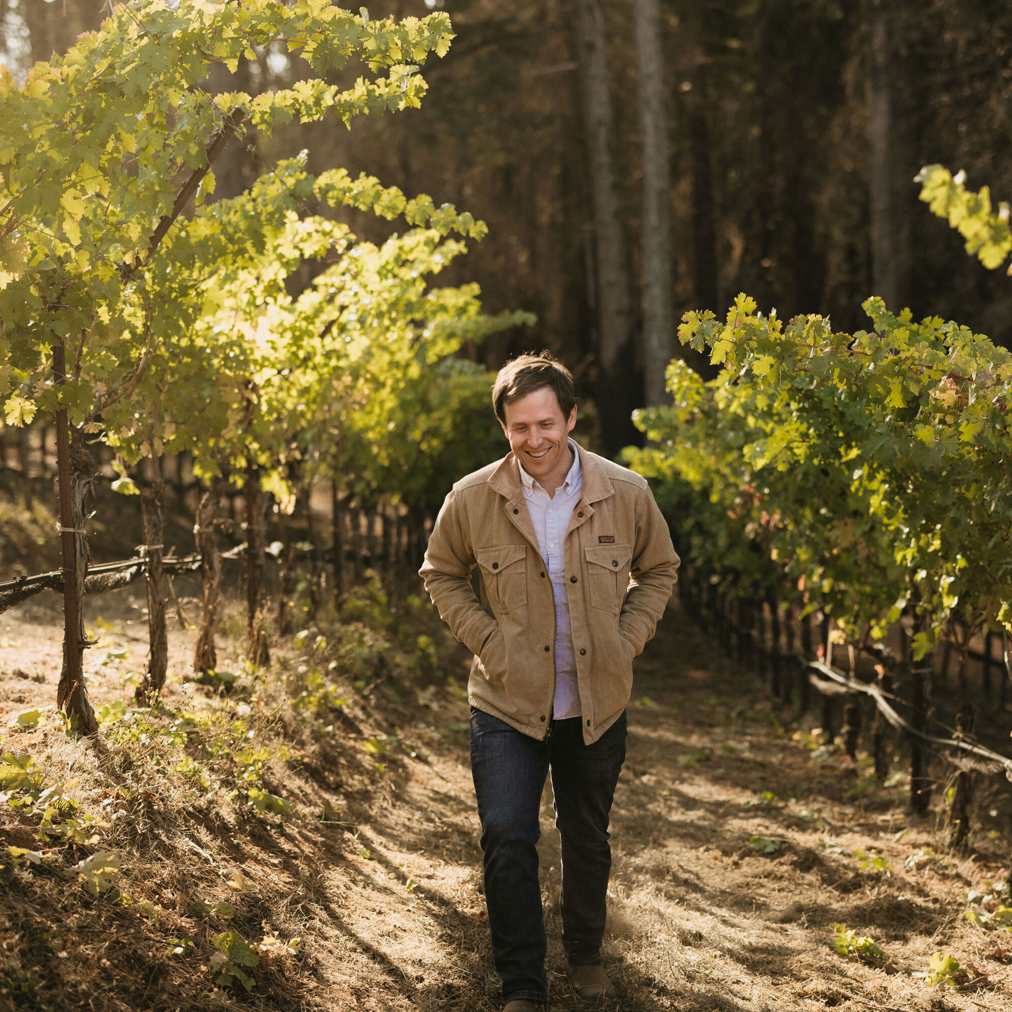 Stony Hill Winemaker Reid Griggs walking in the vineyard